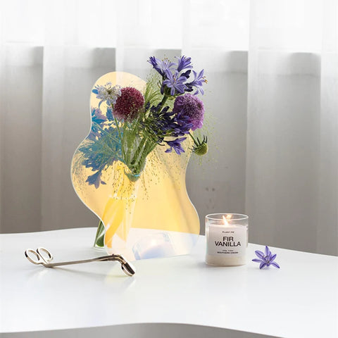 Vase acrylique miroir fantaisie et organiseur de bureau