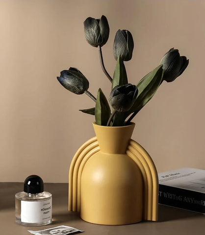 Geometric Textured Ceramic Vase