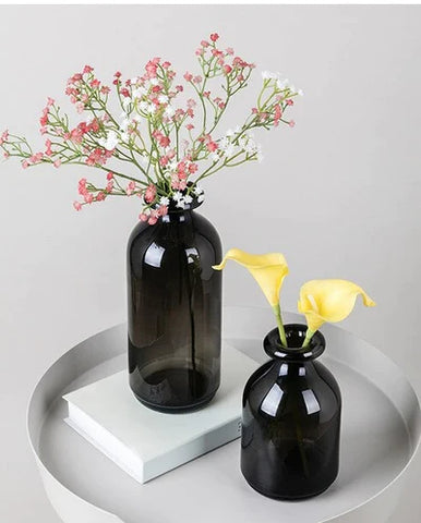 Smoky Black Glass Vase