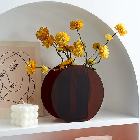 Vase acrylique miroir fantaisie et organiseur de bureau