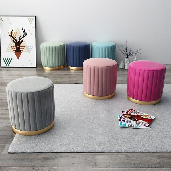 modern ottoman puff velvet bright room decor