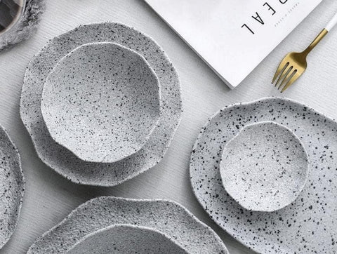 Assiettes et bols en céramique de haute qualité avec texture granitée