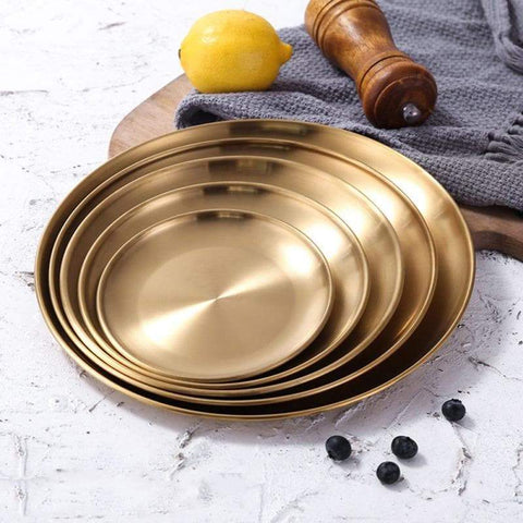 Gold Metal Serving Tray for Modern Kitchen and Home Decor