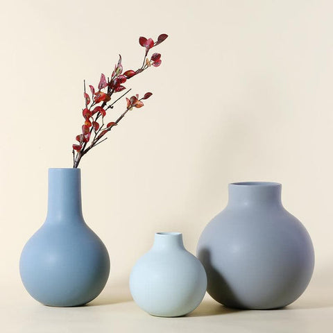 Shades of blue ceramic vase