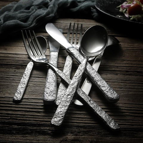 Retro Hammered Stainless Steel 4pc Cutlery Set