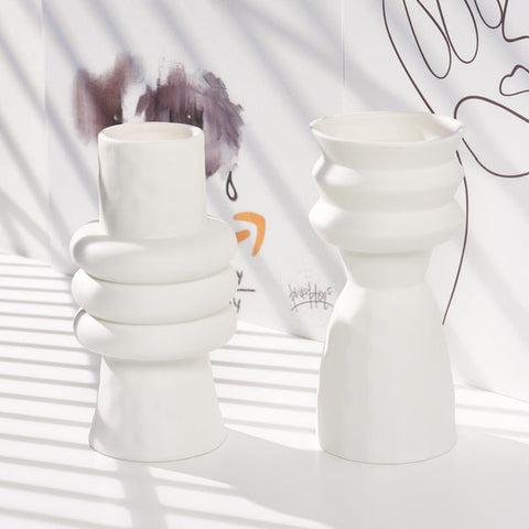 Paros white ceramic vases