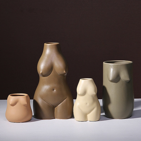 Feminine nature shaped ceramic vases