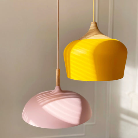 Soft Pastel Palette Pendant Lights in Metal & Wood