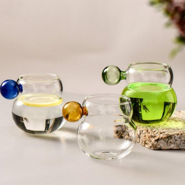 Creative Double Wall Glass Cup For Milk Juice Coffee Real Flower