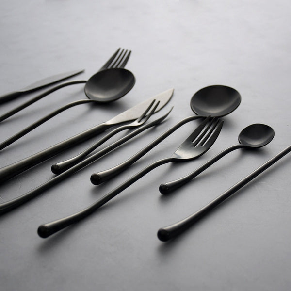 Japanese Style Fine Dining Stainless Steel Cutlery (Matte Black