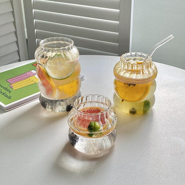 Discover the Eco-Friendly Elegance of our Ripple Portable Glass Cup & Straw  Set