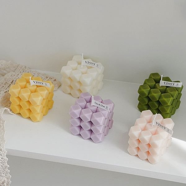 Lilac Bubble Cube Candle – The Fluffy corner