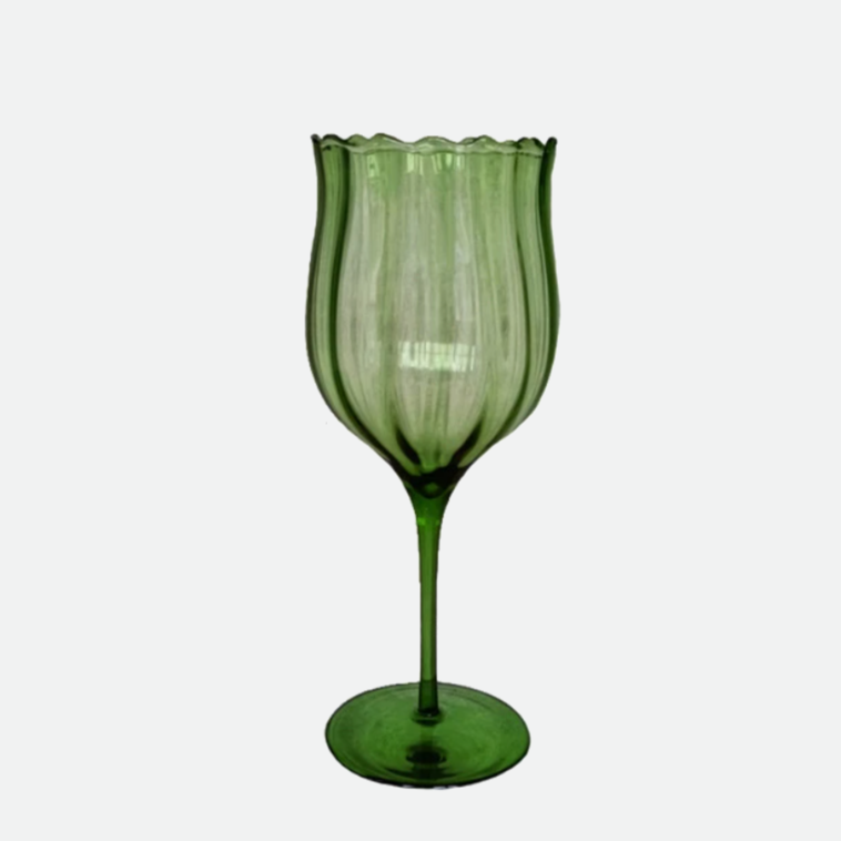 Emerald Scalloped Glass Cups