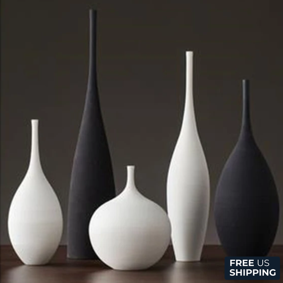 Minimalist Stone Ceramic Vase for Modern Home Decor