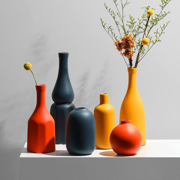 Textured Ceramic Bottle Vases for Modern Home Decor