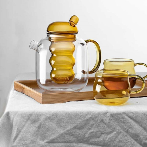 Rooibos Heat-Resistant Borosilicate Glass Tea Set Pot and Cups