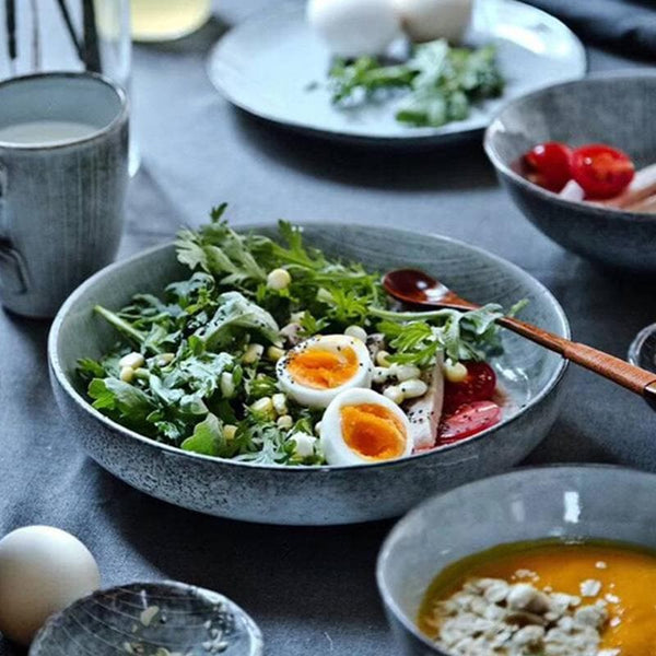 Big blue Ceramic Serving salad Bowl that ship for free New York!