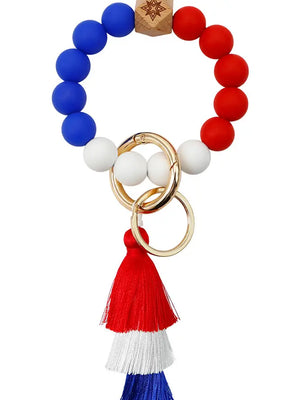 Colorful Beads Tassle Bracelet  Red, White and Blue - Simple, Yet Stunning Gifts + Apparel   