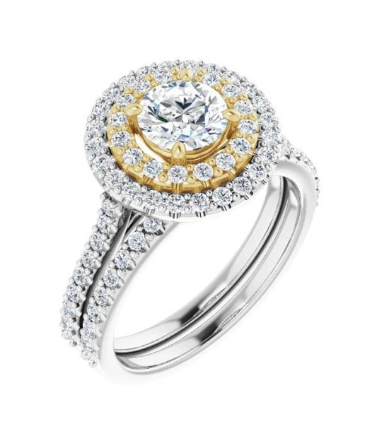 1 CT. T.W. Round-Cut Diamond Engagement Ring in 14K White and Yellow Gold