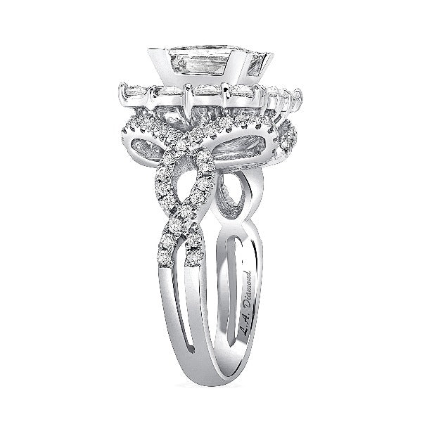 1 CT. T.W. Princess-Cut Diamond Double Frame Twist Engagement Ring in 14K White Gold