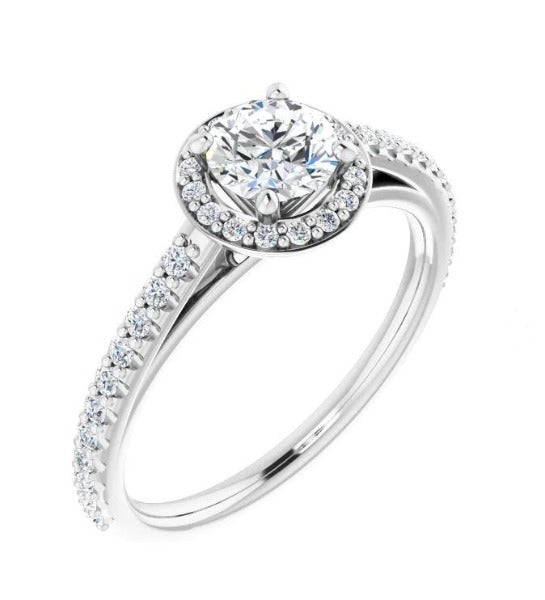 3/4 CT. T.W. Round-Cut Diamond Halo-Style Engagement Ring in 14K White Gold