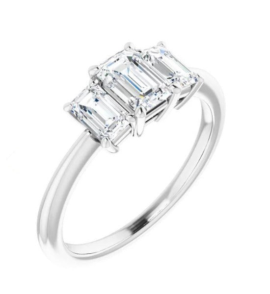 1 CT. T.W. Emerald-Cut Diamond Three-Stone Engagement Ring in 14K White Gold