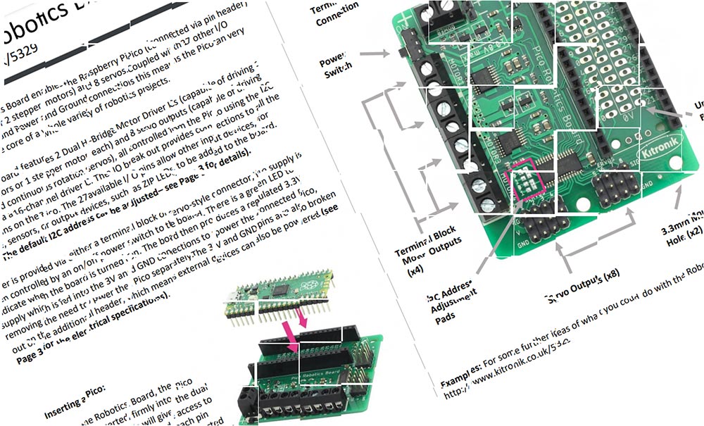 Introducing The Kitronik Robotics Board For Raspberry Pi Pico the datasheet