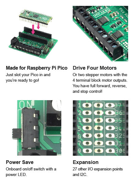 Kitronik Robotics Board for Raspberry Pi Pico features 1