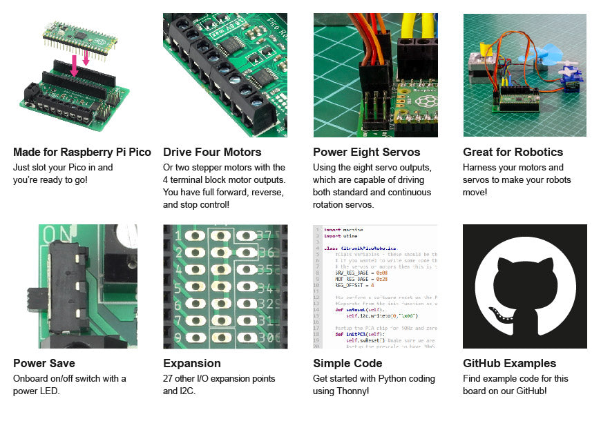 Introducing The Kitronik Robotics Board For Raspberry Pi Pico features