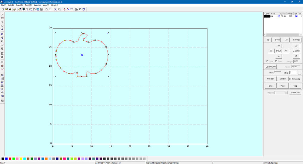 loading design into laser cutter software