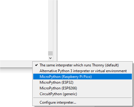 Select Pico in Thonny