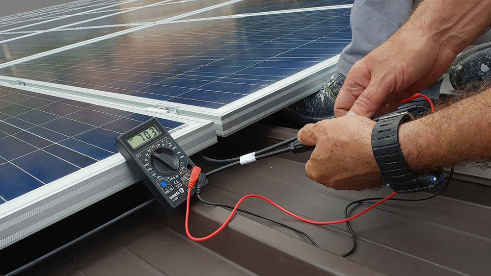 Adding Solar Powered Rechargeable Batteries to the Kitronik LED Strip generic image of a technician fitting solar panels