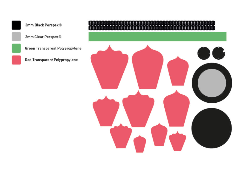 Lasercut & Thermoformed Polypropylene Rose Lamp 1