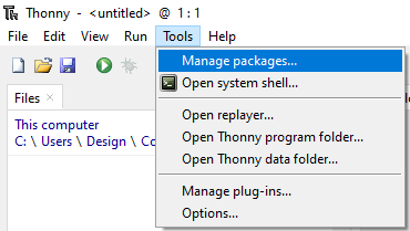 Manage Packages Pico Thonny - Tools Menu