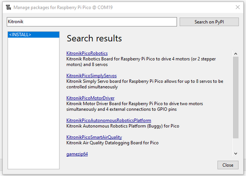 Manage Packages Pico Thonny - Search Results