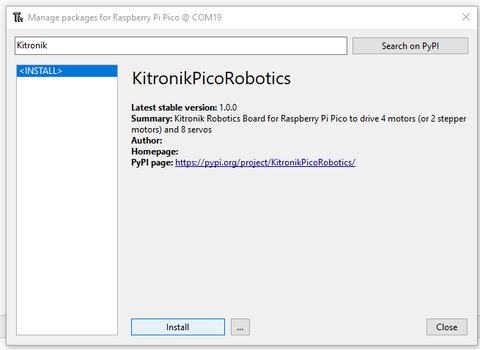 Manage Packages Pico Thonny - Install Package