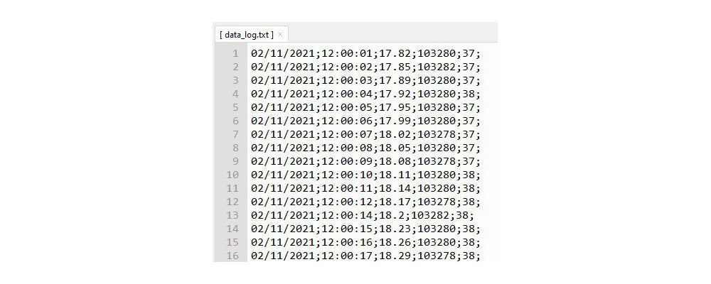 Pico Smart Air Quality Board Data Logging Tutorial - Contents of data_log.txt log file