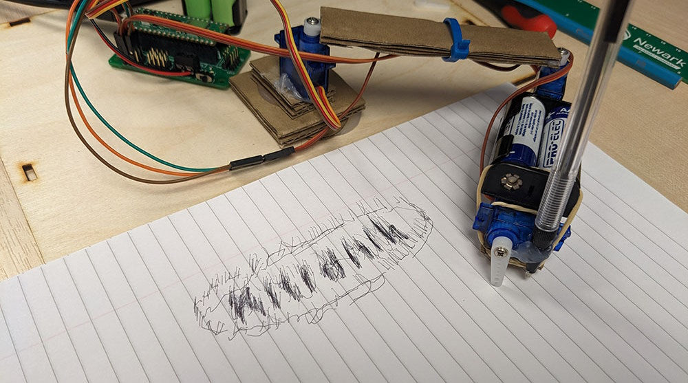Making a Cardboard Pico Drawing Robot Arm drawing logo
