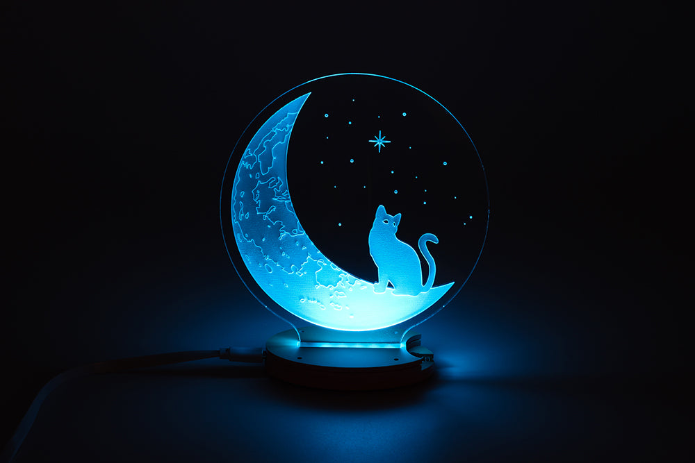 Cat On The Moon Value cheap Acrylic sheet  Edge Lit Sign - Halloween 2021 left