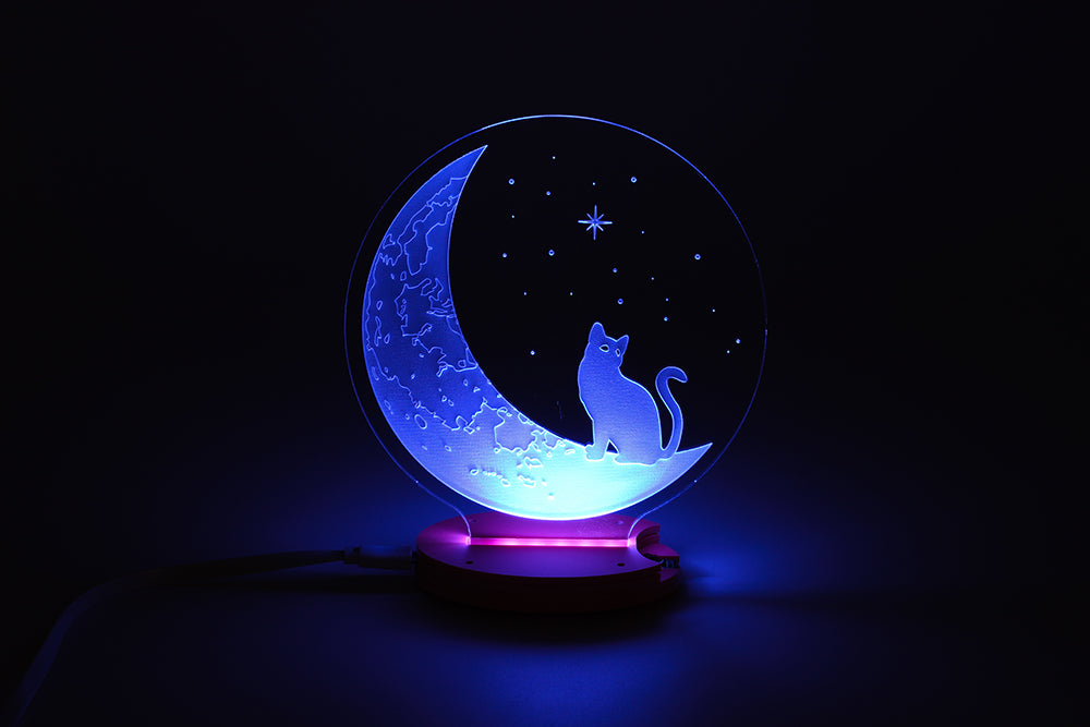 Cat On The Moon Value Acrylic Edge Lit Sign - Halloween 2021 right