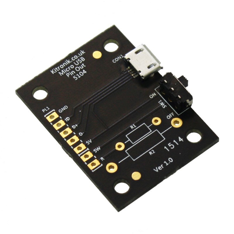 Kitronik Micro Usb Breakout Board With Power Switch