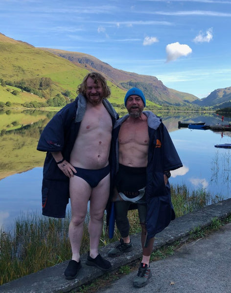 Matthew and Sam in their Selkie suits and skins