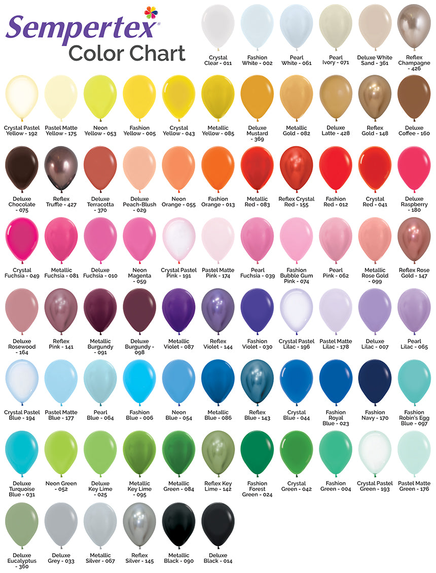 Sempertex Color Charts All American Balloons