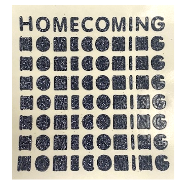 1 HOMECOMING sticker letters with glitter & bling 5 repeats per card