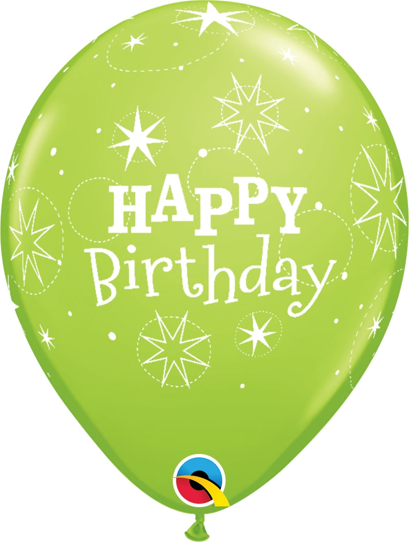 Qualatex - Surtido de globos de látex para cumpleaños, 11.0 in, bucles y  estrellas, 50 unidades