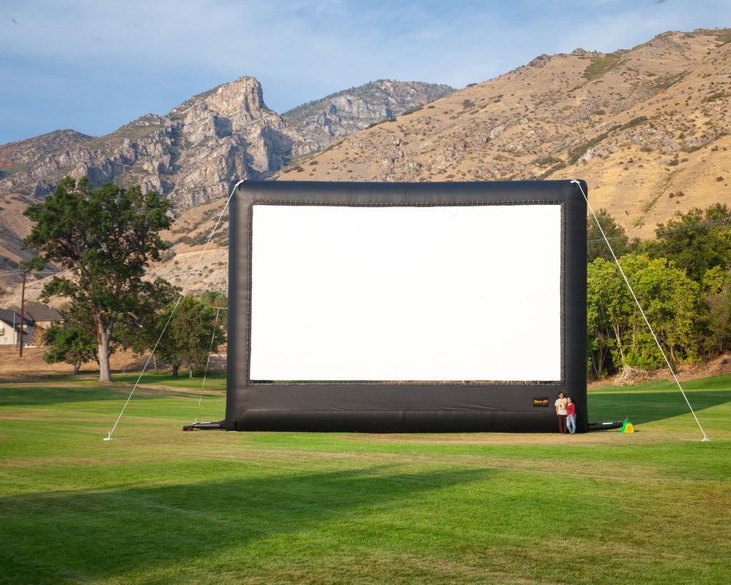 Elite Open Air Cinema 40' x 22.5' Screen. People Scale