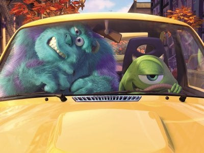 Sulley and Mike characters in the Monsters inc. movie