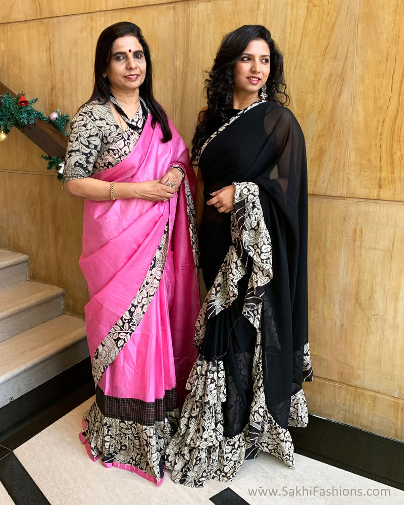 Pink Black Dori Tussar Saree | Sakhi Fashions – sakhifashions