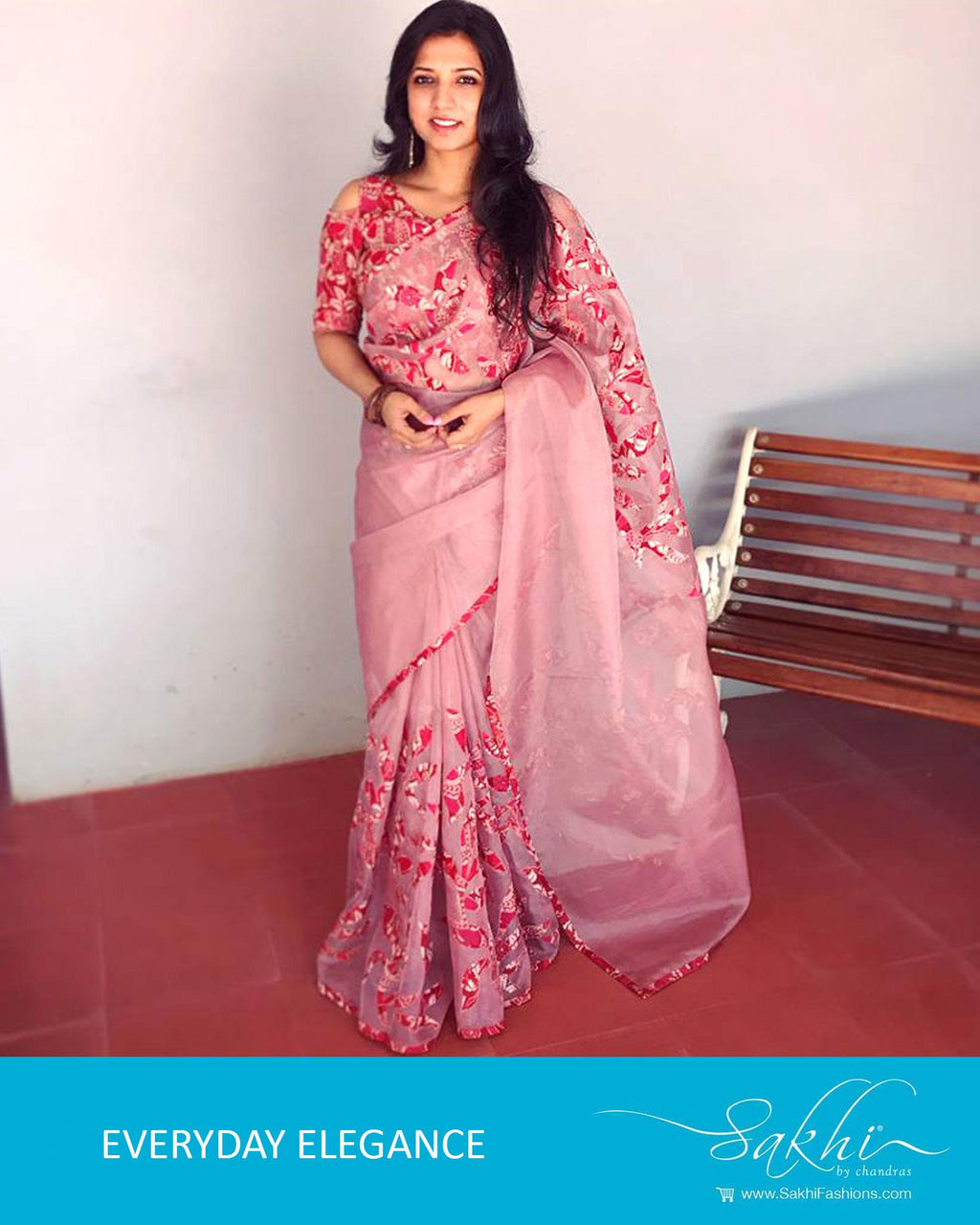 Pink & Red Pure Organza Silk Saree | Sakhi Fashions – sakhifashions