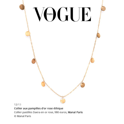 VOGUE MANAL PARIS COLLIER PASTILLES DAERA OR ROSE 18 CARATS